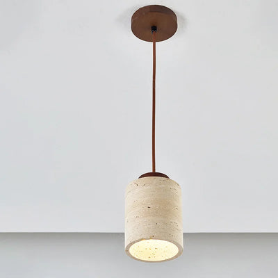 Wabi-Sabi Stone Pendant Light — Japanese Bedside Hanging Lamp