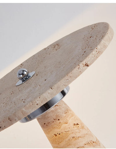 Sculptural Travertine Mushroom Lamp — Cave Stone LED (Dimmable)