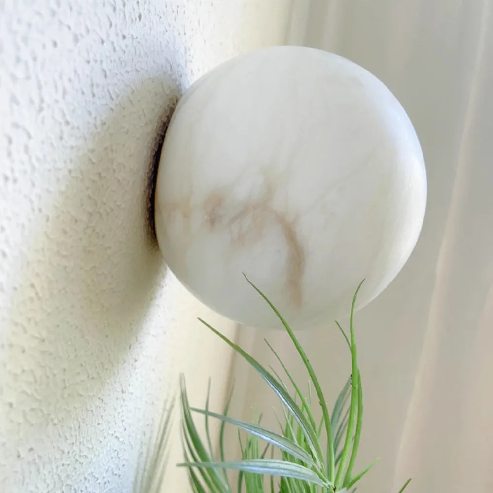 Natural Alabaster Wall Sconce — Soft Glow LED (Copper)