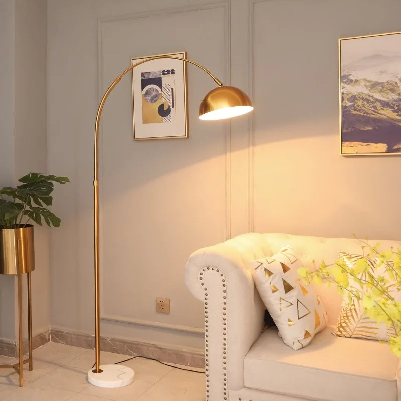 Italian Marble Floor Lamp — Gold & Black LED Reading Light