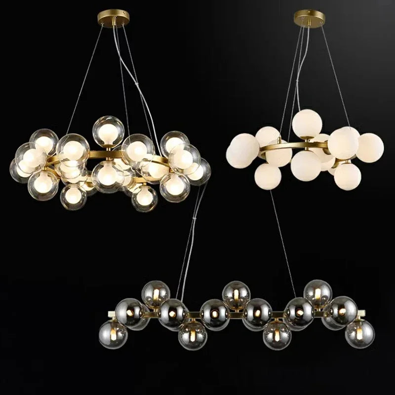 Modern Round Bubble Glass Chandelier — Clear Globes