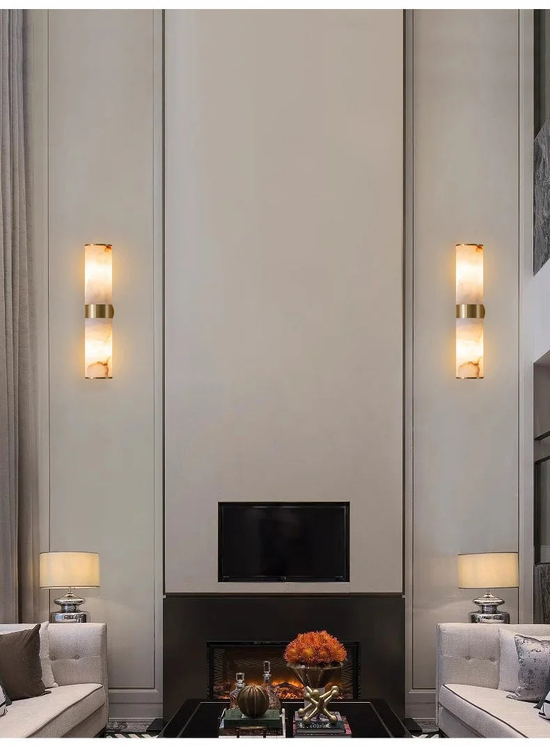 Luxury Alabaster Marble Wall Sconce — Spanish Stone & Solid Copper