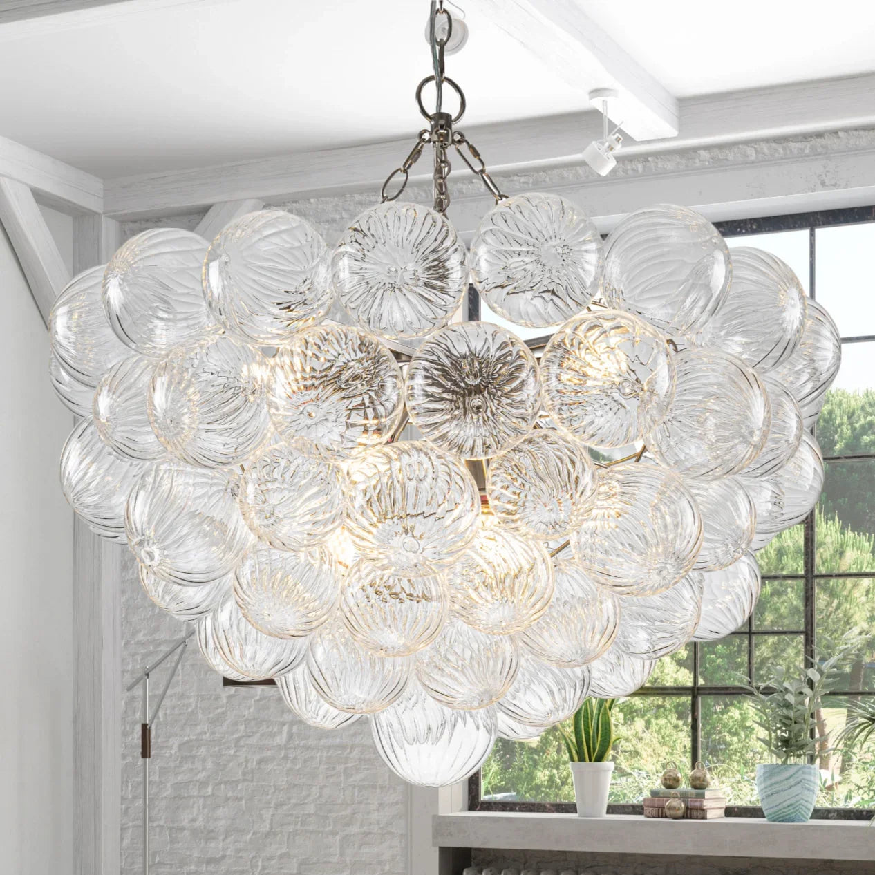 French Bubble-Ball Glass Chandelier — Villa Statement