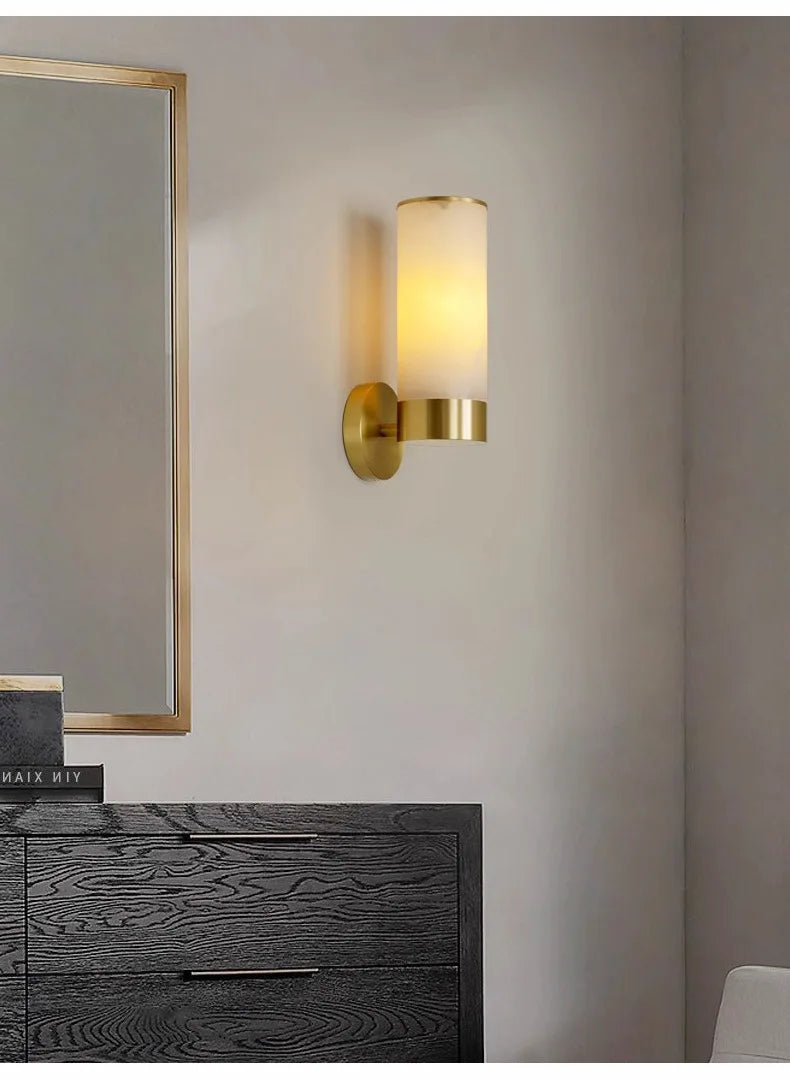 Luxury Alabaster Marble Wall Sconce — Spanish Stone & Solid Copper