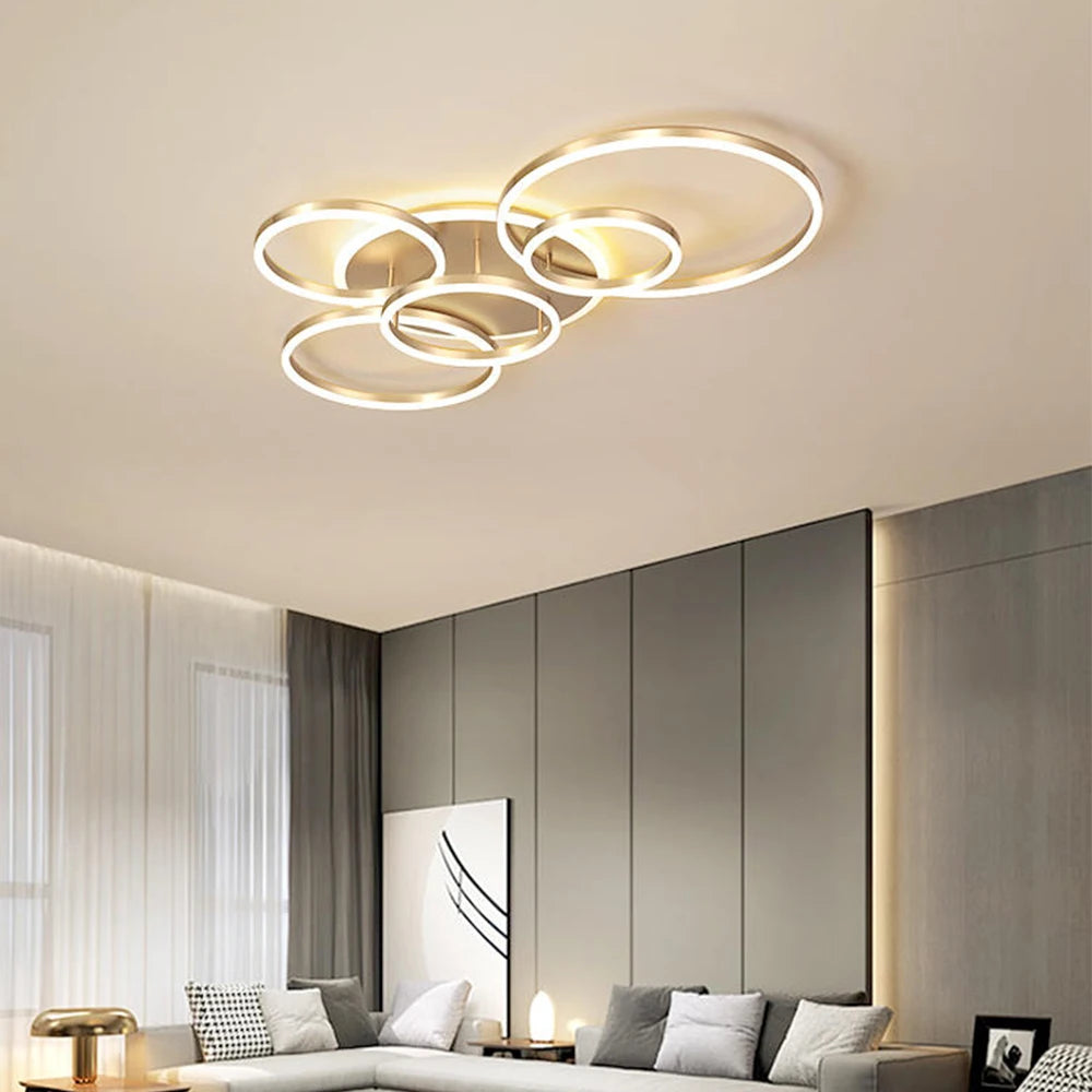 Modern Linear LED Chandelier — Dimmable 3-Tone Light (1–6 Heads)