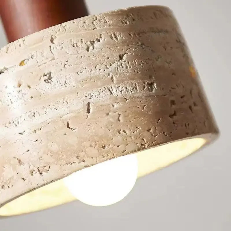 Wabi-Sabi Travertine Pendant Light — Natural Stone Dining Light