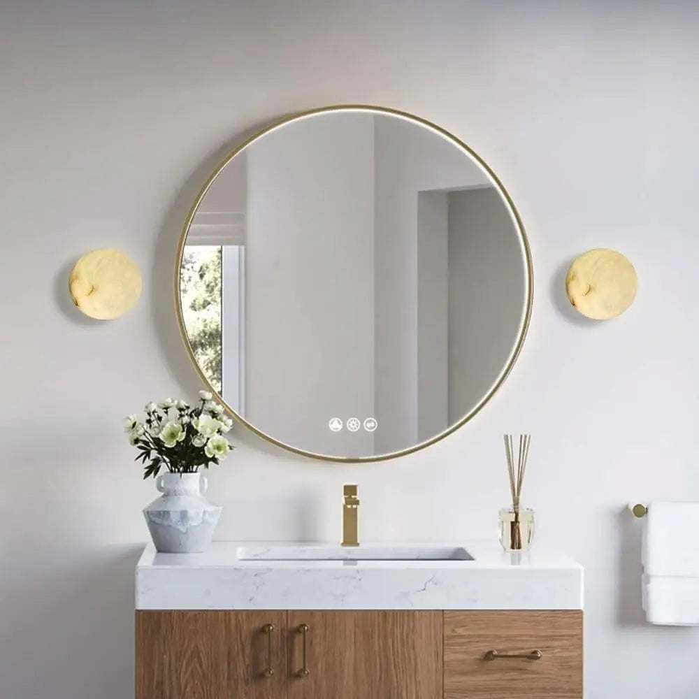 Natural Alabaster Wall Sconce — Soft Glow LED (Copper)