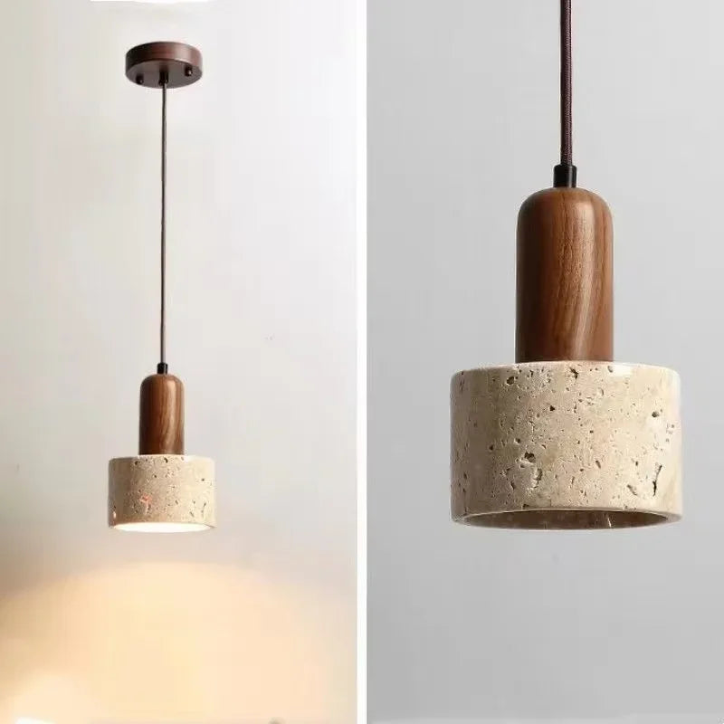 Wabi-Sabi Travertine Pendant Light — Natural Stone Dining Light