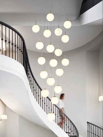 Cascading Glass Bubble Chandelier — Stairwell & Double-Height Statement
