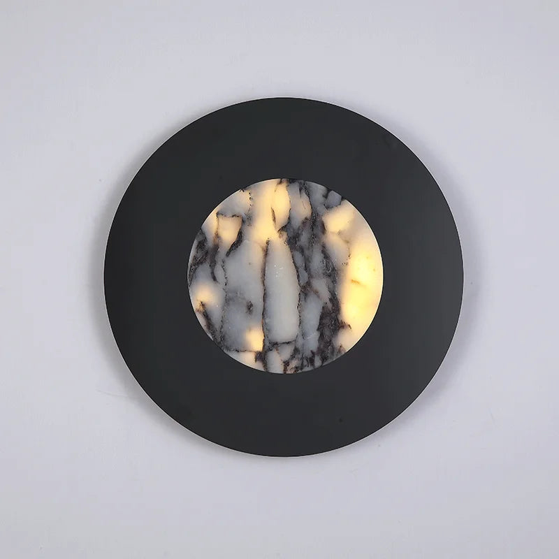 Sculptural Alabaster Disc Sconce — Ø30cm Natural Stone (Touch)
