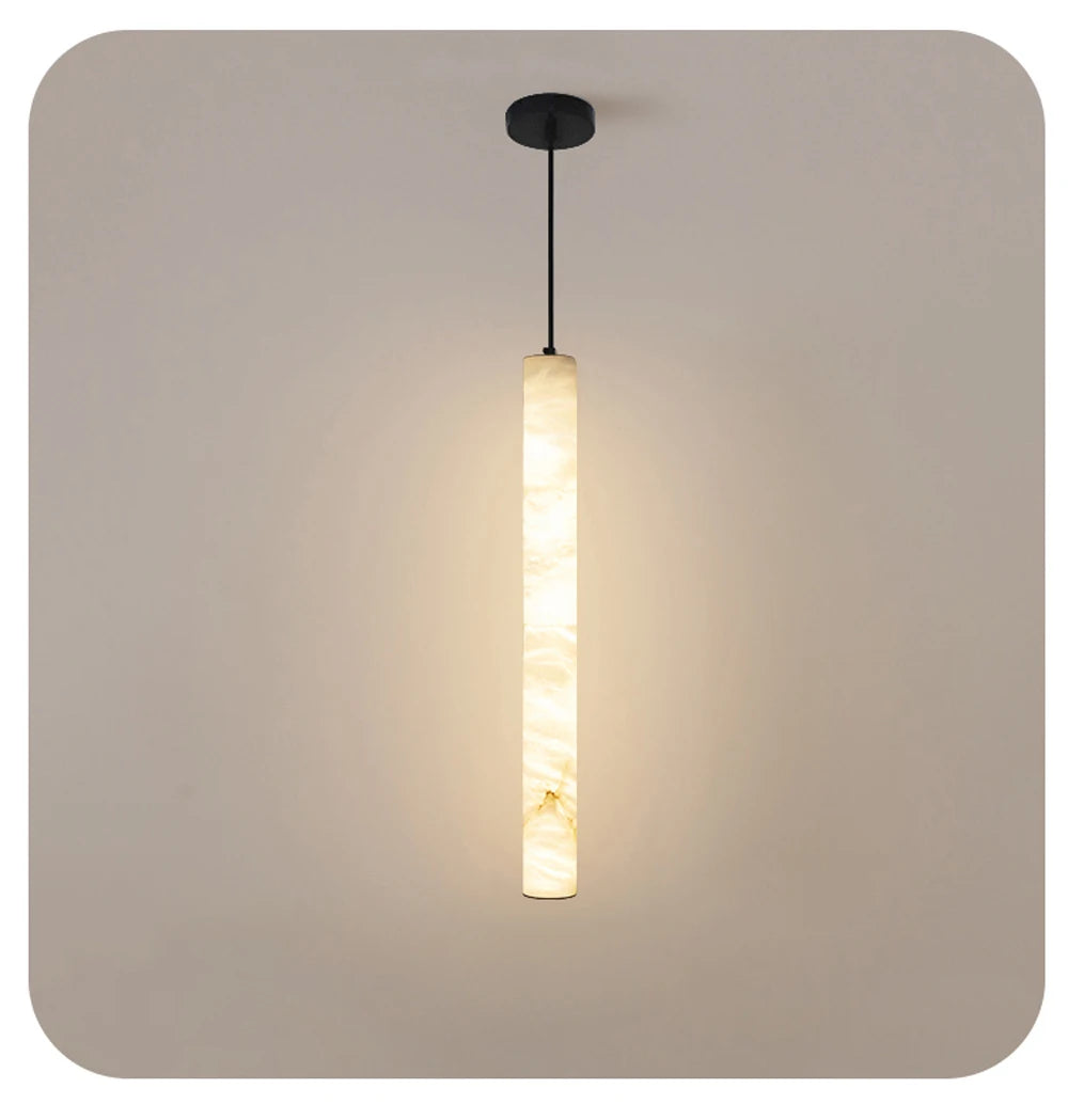 Alabaster & Marble Linear Pendant — Cylinder Dining Bar Light