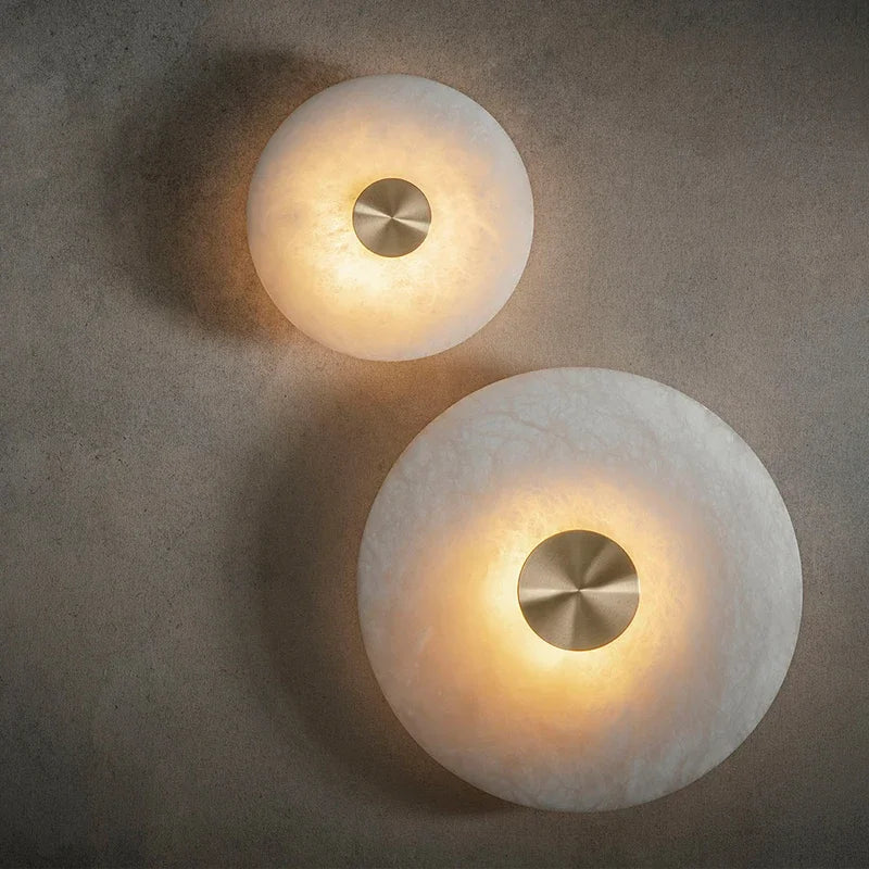 Luma Alabaster Disc Wall Sconce — Round Natural Stone LED