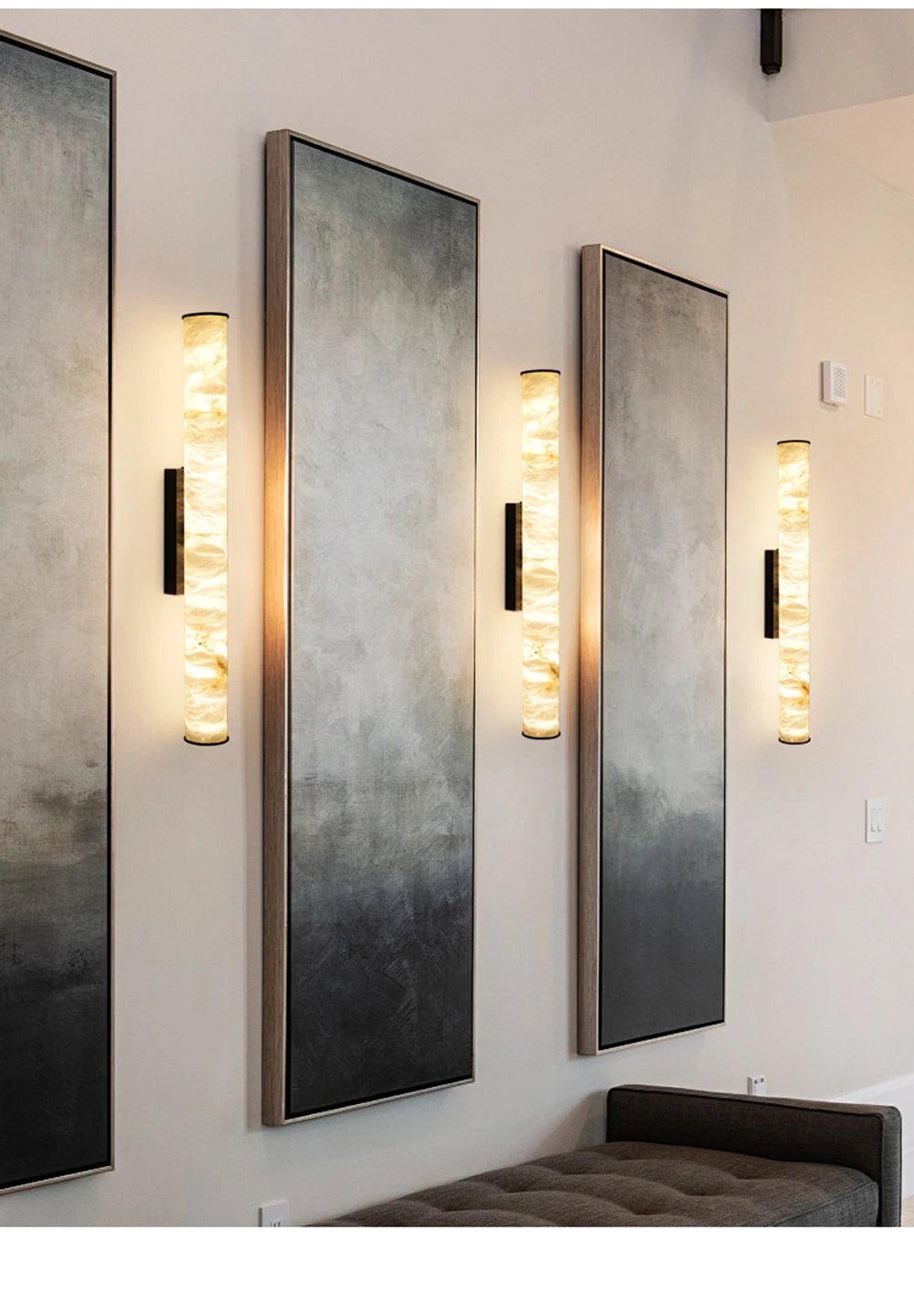 Alabaster & Marble Linear Pendant — Cylinder Dining Bar Light