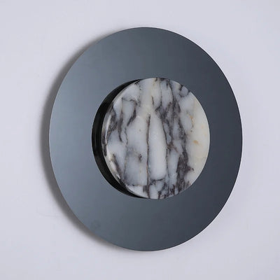 Sculptural Alabaster Disc Sconce — Ø30cm Natural Stone (Touch)