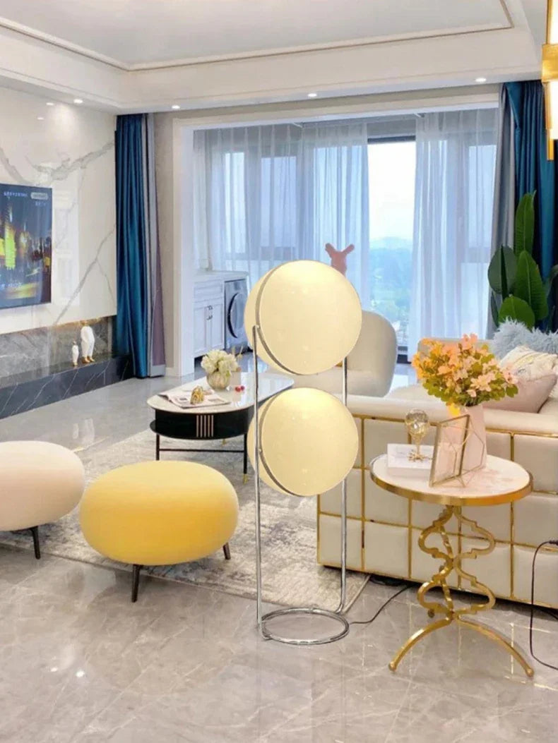 Delord Chrome Floor Lamp — Sculptural Acrylic Globe Light