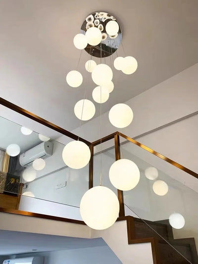 Cascading Glass Bubble Chandelier — Stairwell & Double-Height Statement