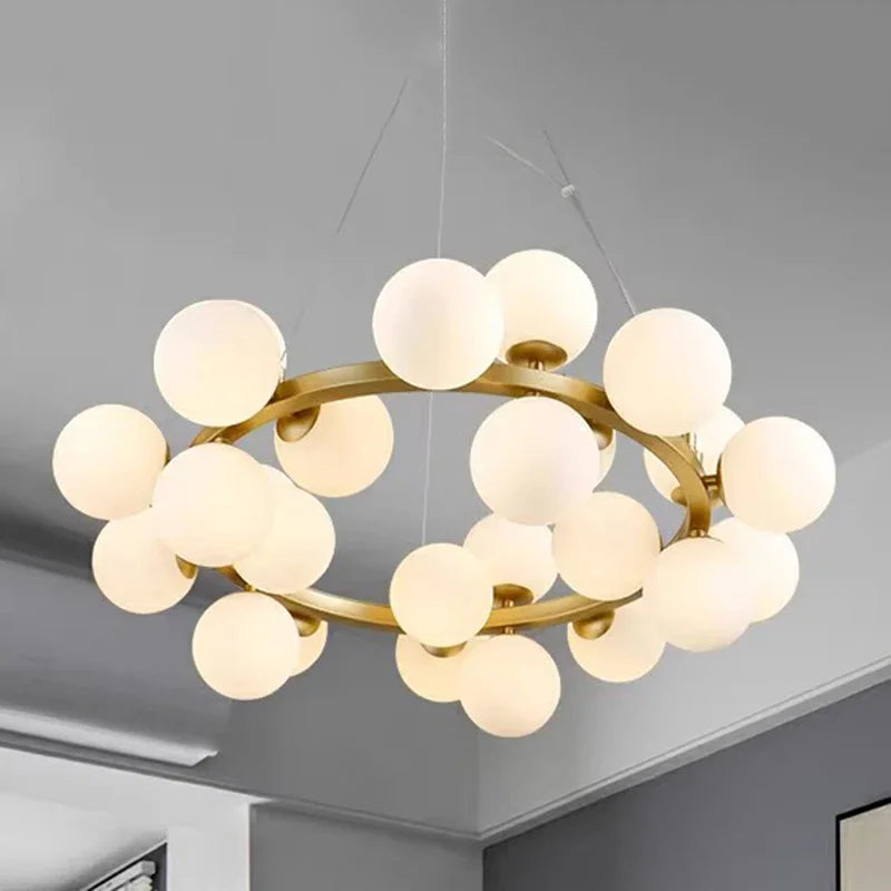 Modern Round Bubble Glass Chandelier — Clear Globes