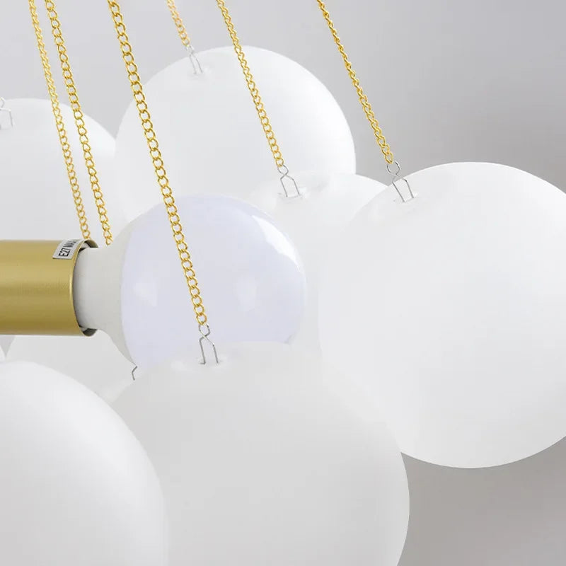 Frosted Glass Bubble-Ball Chandelier — Soft Cloud Cluster
