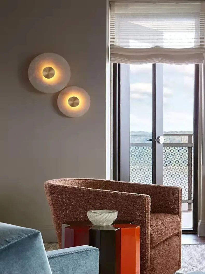 Luma Alabaster Disc Wall Sconce — Round Natural Stone LED