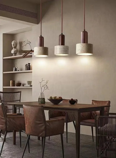 Wabi-Sabi Travertine Pendant Light — Natural Stone Dining Light