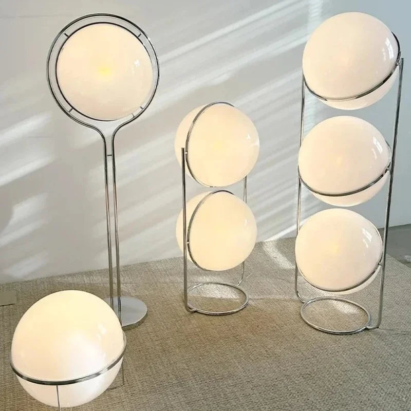 Delord Chrome Floor Lamp — Sculptural Acrylic Globe Light