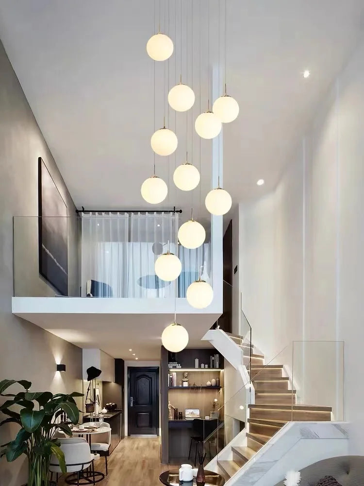 Cascading Glass Bubble Chandelier — Stairwell & Double-Height Statement