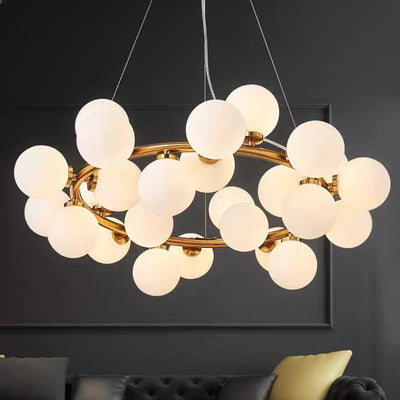 Nordic Gold Bubble Glass Chandelier — Cluster Pendant