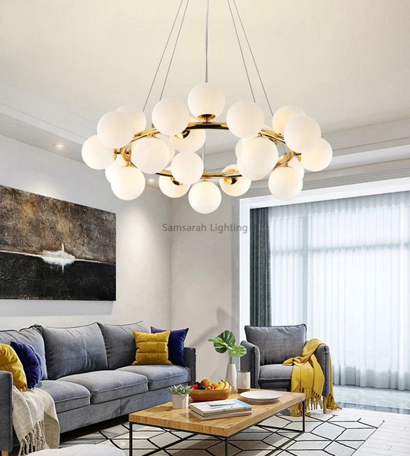 Nordic Gold Bubble Glass Chandelier — Cluster Pendant