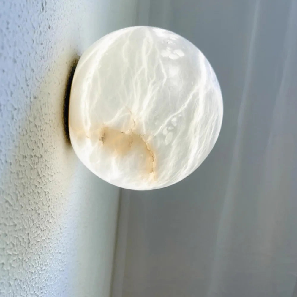 Natural Alabaster Wall Sconce — Soft Glow LED (Copper)