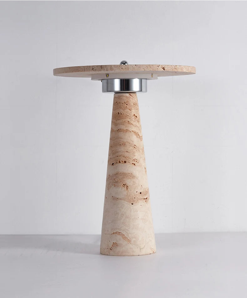 Sculptural Travertine Mushroom Lamp — Cave Stone LED (Dimmable)