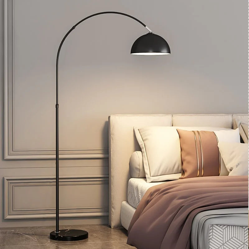Italian Marble Floor Lamp — Gold & Black LED Reading Light