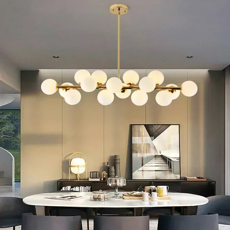 Nordic Gold Bubble Glass Chandelier — Cluster Pendant