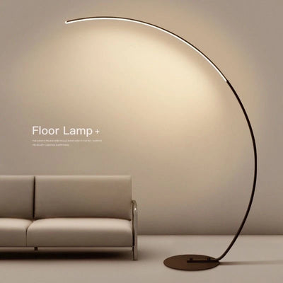 Nordic Arc Floor Lamp — Dimmable LED with Remote (Brushed Steel)