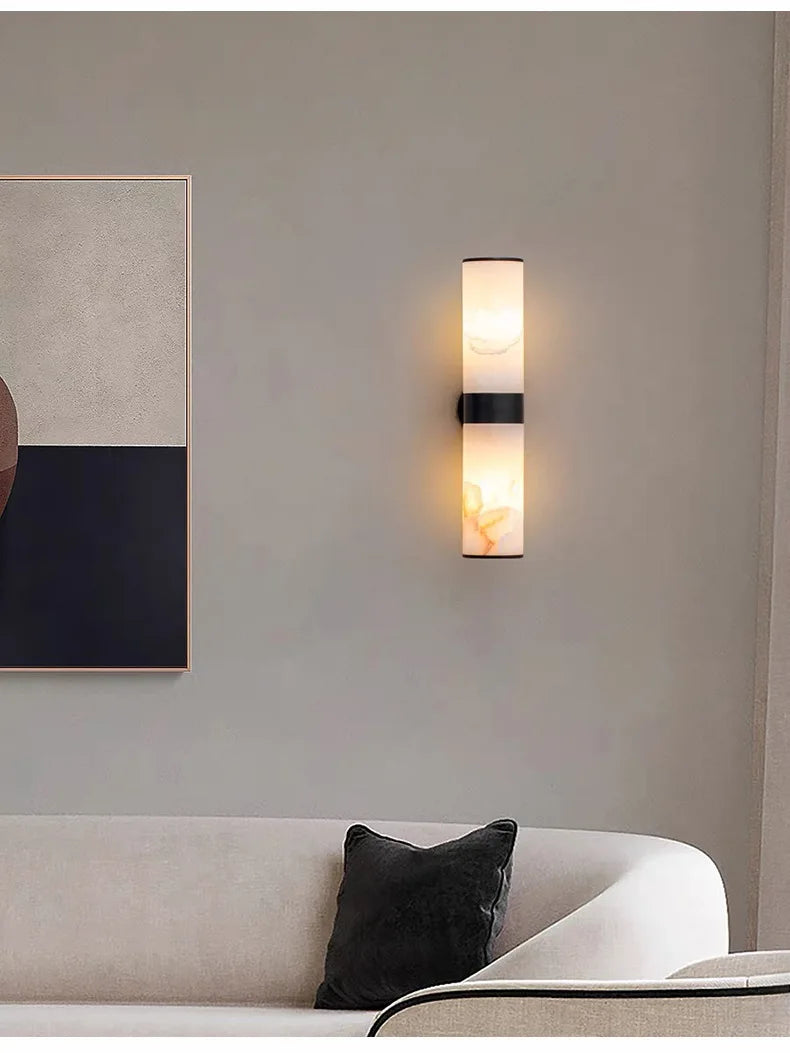 Luxury Alabaster Marble Wall Sconce — Spanish Stone & Solid Copper