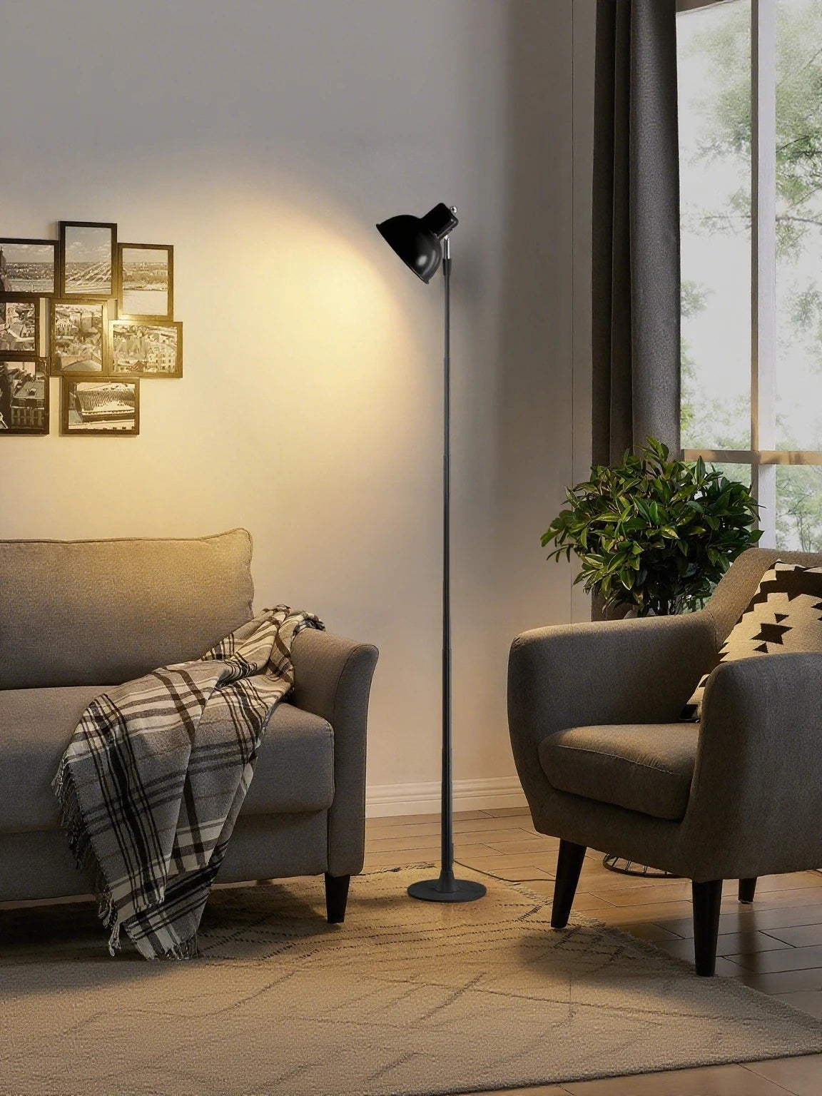 Adjustable Column Floor Lamp — Slim LED Reading Light (3-Tone)