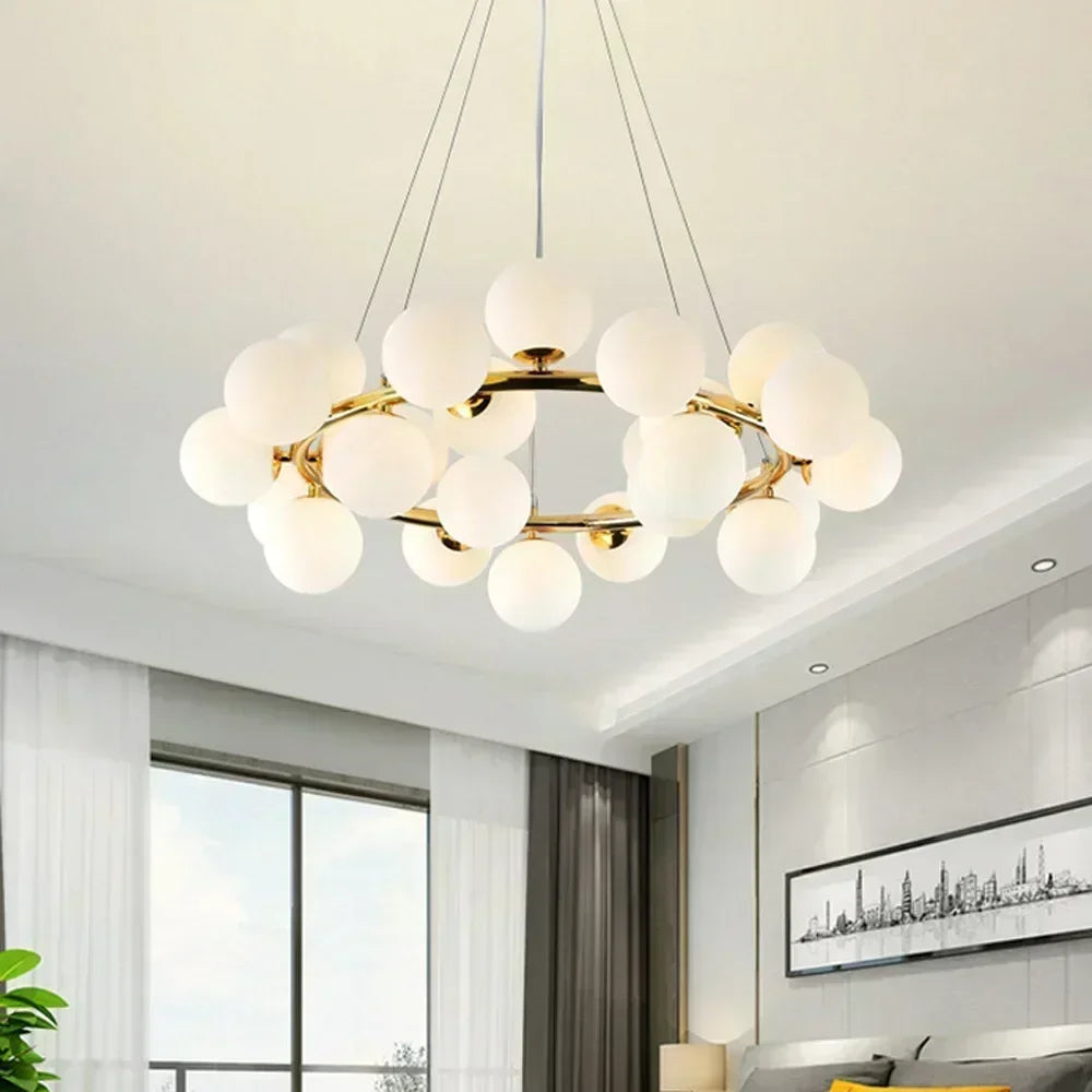 Nordic Gold Bubble Glass Chandelier — Cluster Pendant