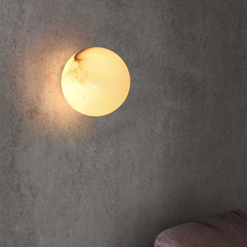Natural Alabaster Wall Sconce — Soft Glow LED (Copper)