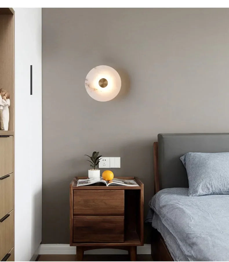 Luma Alabaster Disc Wall Sconce — Round Natural Stone LED