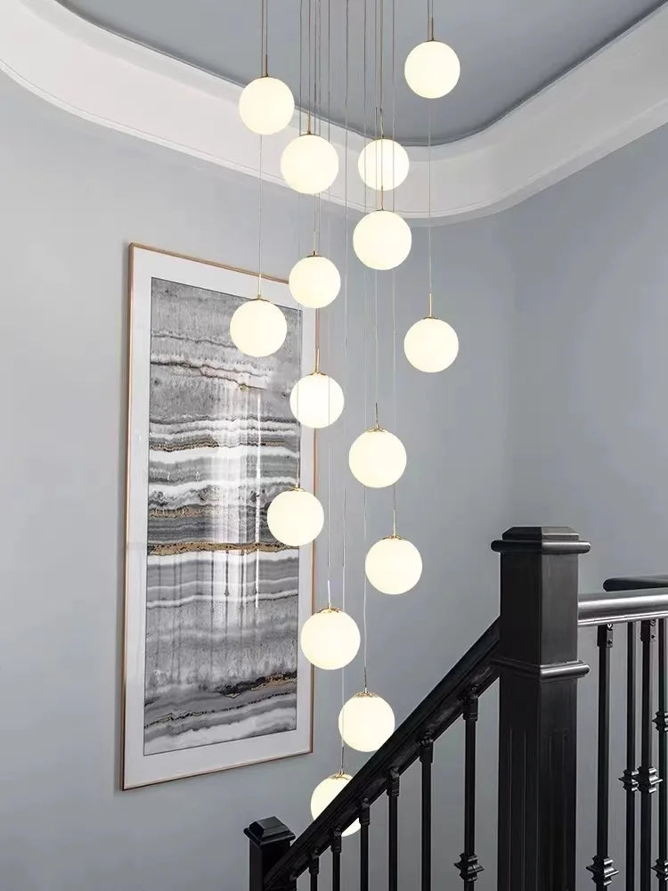 Cascading Glass Bubble Chandelier — Stairwell & Double-Height Statement