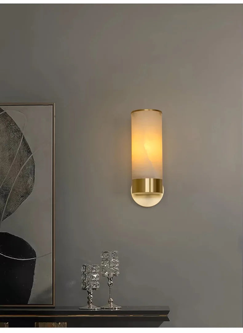 Luxury Alabaster Marble Wall Sconce — Spanish Stone & Solid Copper