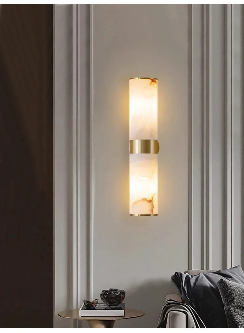 Luxury Alabaster Marble Wall Sconce — Spanish Stone & Solid Copper