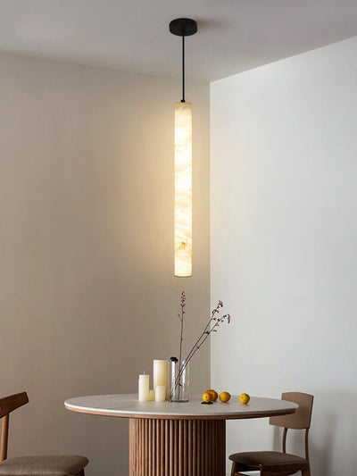 Alabaster & Marble Linear Pendant — Cylinder Dining Bar Light