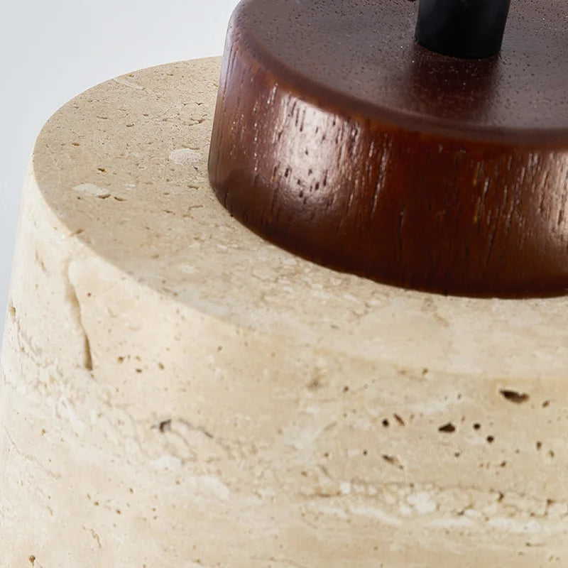 Wabi-Sabi Stone Pendant Light — Japanese Bedside Hanging Lamp