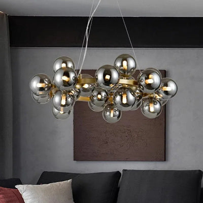 Modern Round Bubble Glass Chandelier — Clear Globes