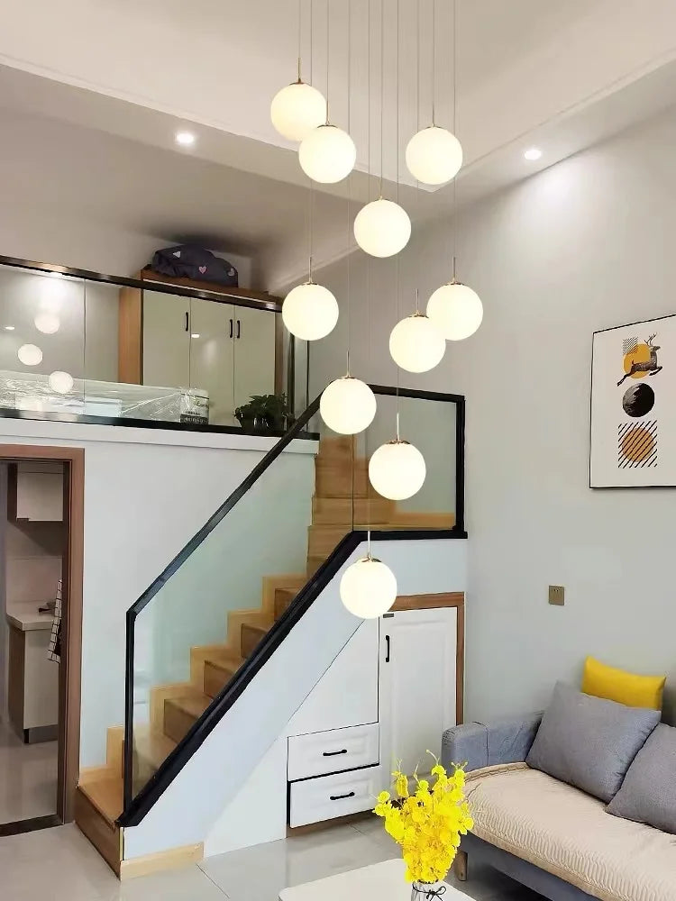 Cascading Glass Bubble Chandelier — Stairwell & Double-Height Statement