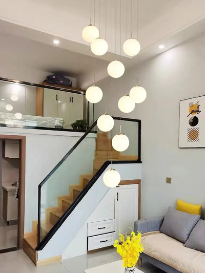 Cascading Glass Bubble Chandelier — Stairwell & Double-Height Statement