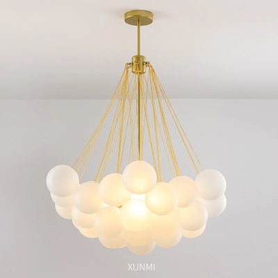 Frosted Glass Bubble-Ball Chandelier — Soft Cloud Cluster