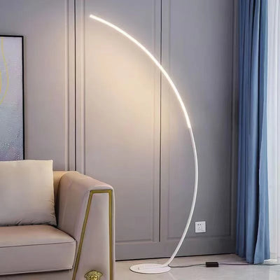 Nordic Arc Floor Lamp — Dimmable LED with Remote (Brushed Steel)