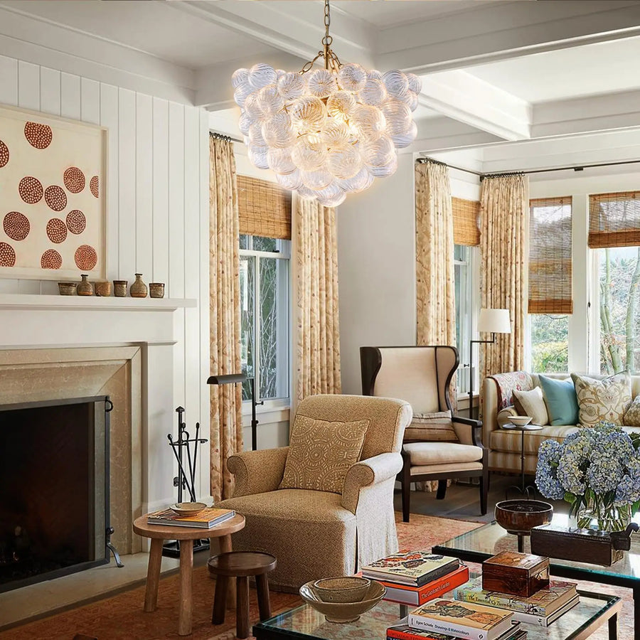French Bubble-Ball Glass Chandelier — Villa Statement