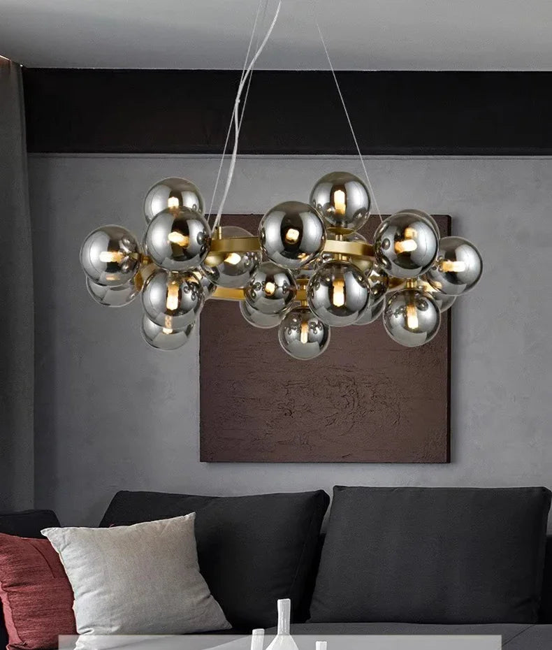 Modern Round Bubble Glass Chandelier — Clear Globes